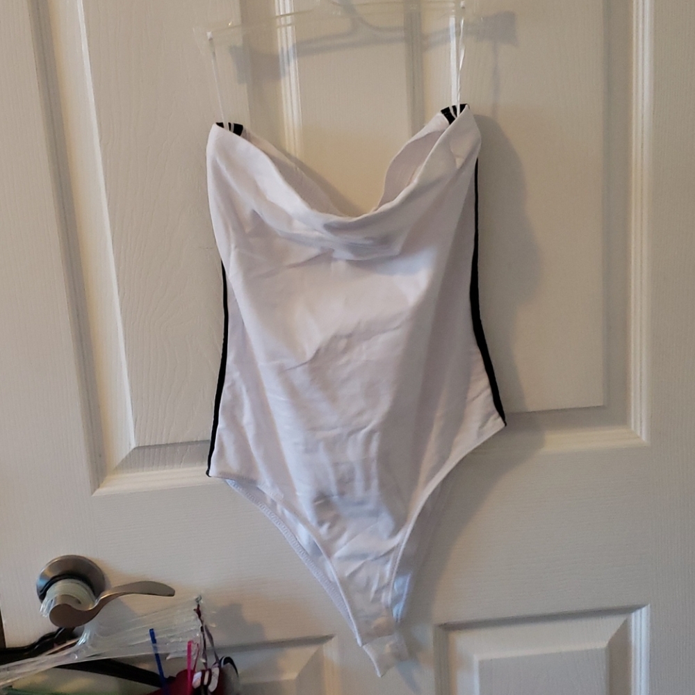 Blue notes strapless bodysuit